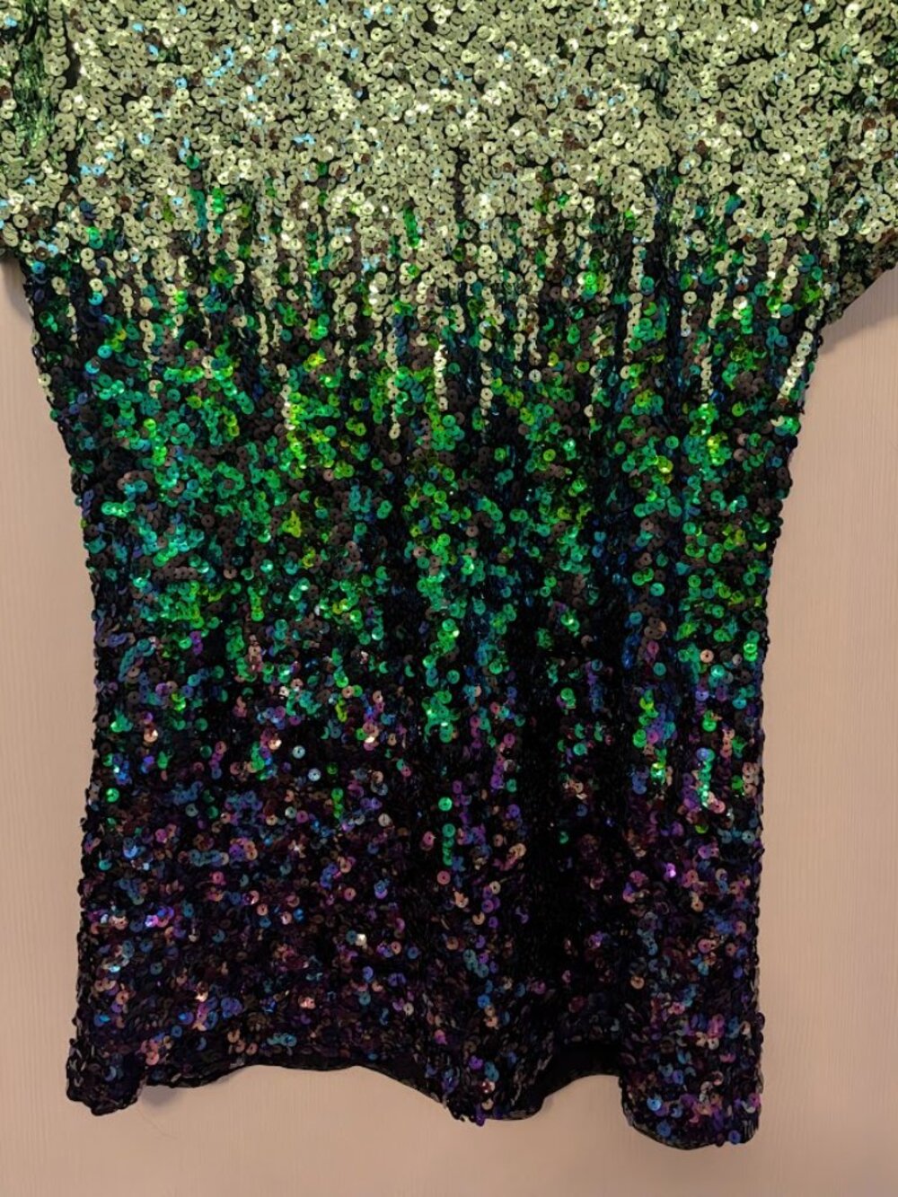 Maner Peacock colors ombré sequin top XL - Picture 2 of 5